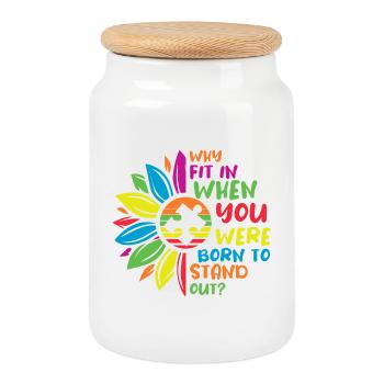 Warum fit in Autism Awareness Flower - Keksdose mit Holzdeckel - Weiß - Vorne