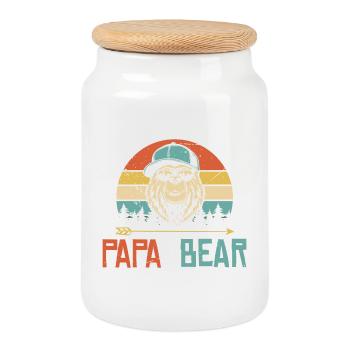 Papa Ours Fête des pères Cadeau Ours rétro - Boîte à biscuits avec couvercle en bois - blanc - Devant