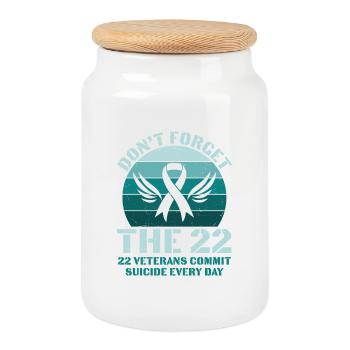 Vergessen Sie nicht 22 Veteranen Ptsd Awareness - Keksdose mit Holzdeckel - Weiß - Vorne