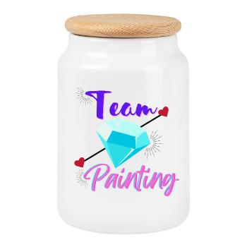 Team Diamond Painting - Cookie Jar with Wooden Lid - white - Front