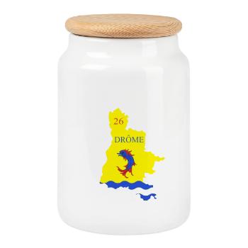 Drôme - Boîte à biscuits avec couvercle en bois - blanc - Devant