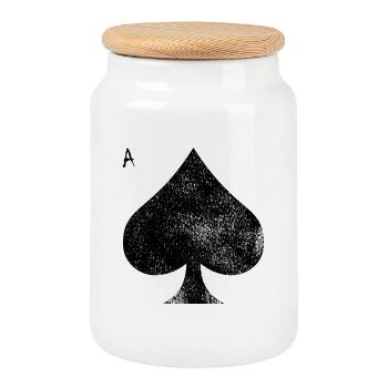 As de pique carte à jouer poker casino - Boîte à biscuits avec couvercle en bois - blanc - Devant