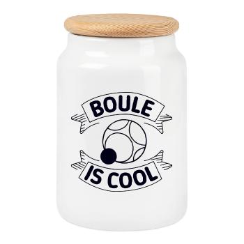 Boule is cool Spiel Petanque Boules Boulekugel - Keksdose mit Holzdeckel - Weiß - Vorne