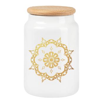 Or Soleil Yoga Méditation Fleur Fleur Inde om - Boîte à biscuits avec couvercle en bois - blanc - Devant