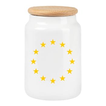 Europa - Keksdose mit Holzdeckel - Weiß - Vorne