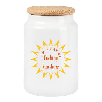 I am A Ray of Fucking Sunshine | Christmas Gift - Cookie Jar with Wooden Lid - white - Front