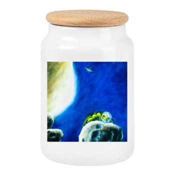 Fourmi mondam ou ameisonaut dans la nuit étoilée - Boîte à biscuits avec couvercle en bois - blanc - Devant