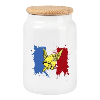 Gaulois français - Boîte à biscuits avec couvercle en bois - blanc - Devant
