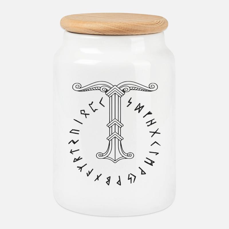 Irminsul Wikinger-Symbol - Keksdose mit Holzdeckel - Weiß