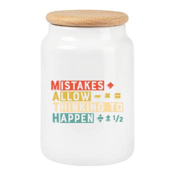 Math Mistakes Allow Thinking To Happen - Cookie Jar with Wooden Lid - white - Front