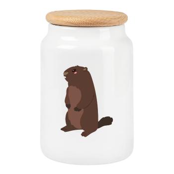 Groundhog Kawaii Cartoon Illustration Illustration Pour - Boîte à biscuits avec couvercle en bois - blanc - Devant