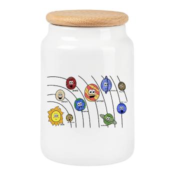 Kids Planets - Cookie Jar with Wooden Lid - white - Front