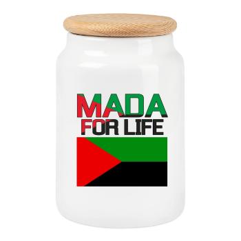 MADA FOR LIFE - Boîte à biscuits avec couvercle en bois - blanc - Devant