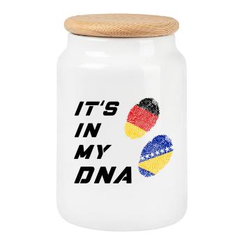 In my DNA Germany and Bosnia - Cookie Jar with Wooden Lid - white - Front
