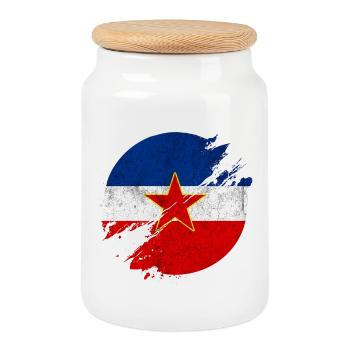 Cercle de drapeaux vintage Yougoslavie - Boîte à biscuits avec couvercle en bois - blanc - Devant