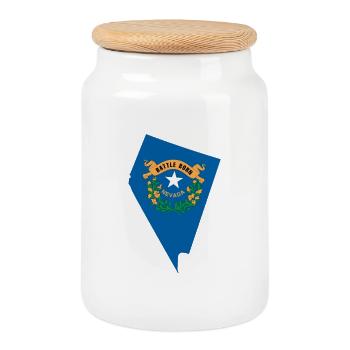 Nevada État des États-Unis Carte du drapeau du Nevada - Boîte à biscuits avec couvercle en bois - blanc - Devant