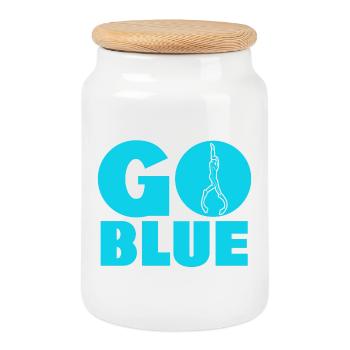 Go Blue - Apnea Freediving - Cookie Jar with Wooden Lid - white - Front