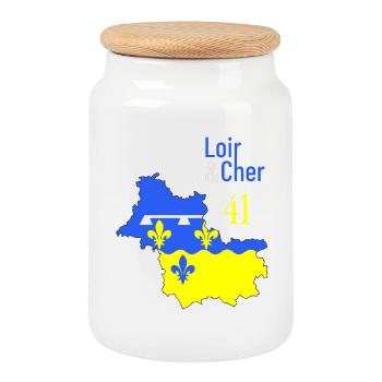Loir et cher - Boîte à biscuits avec couvercle en bois - blanc - Devant