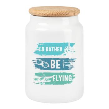 Je préfère voler drôle pilote d’avion - Boîte à biscuits avec couvercle en bois - blanc - Devant
