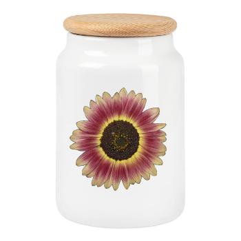 Couronne jaune de tournesol violet - Boîte à biscuits avec couvercle en bois - blanc - Devant