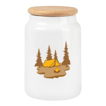 Camping Aventure Randonnée Citation Été La nature est Ca - Boîte à biscuits avec couvercle en bois - blanc - Devant