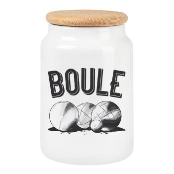 Boulekugeln für Bouler und Petanque Spieler boulen - Keksdose mit Holzdeckel - Weiß - Vorne