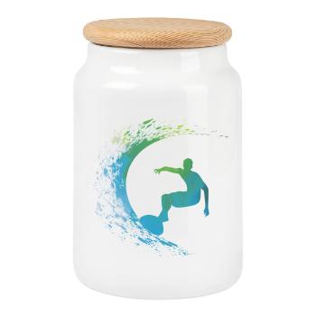 surfer - Cookie Jar with Wooden Lid - white - Front