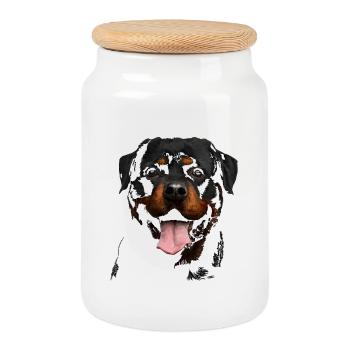 Rottweiler - Boîte à biscuits avec couvercle en bois - blanc - Devant