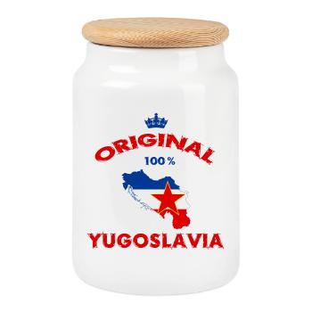 Drapeaux Yougoslavie 100% originaux - Boîte à biscuits avec couvercle en bois - blanc - Devant