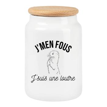 J'men fous j'suis une loutre - Boîte à biscuits avec couvercle en bois - blanc - Devant