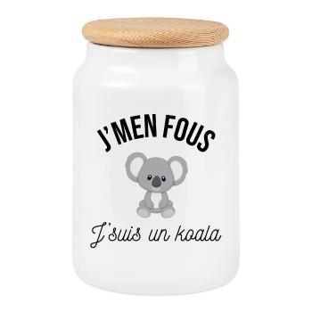 J'men fous j'suis un koala - Boîte à biscuits avec couvercle en bois - blanc - Devant