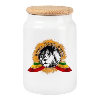 Reggae Lion - Boîte à biscuits avec couvercle en bois - blanc - Devant