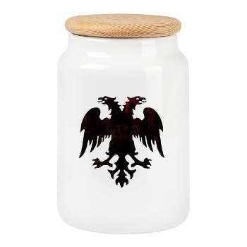 Shqipe - Cookie Jar with Wooden Lid - white - Front