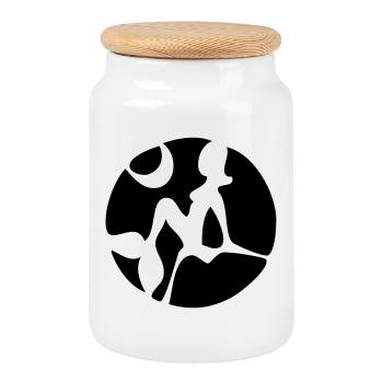 Virgo - Cookie Jar with Wooden Lid - white - Front