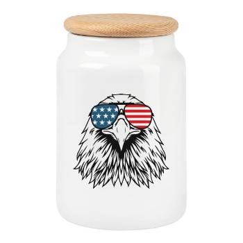 Patriotischer Adler USA Flagge 4. Juli - Keksdose mit Holzdeckel - Weiß - Vorne