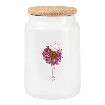 Flower Faith Breast Cancer Awareness - Cookie Jar with Wooden Lid - white - Front
