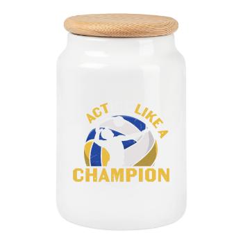 PrACTice Like A Champion Volleyball - Cookie Jar with Wooden Lid - white - Front