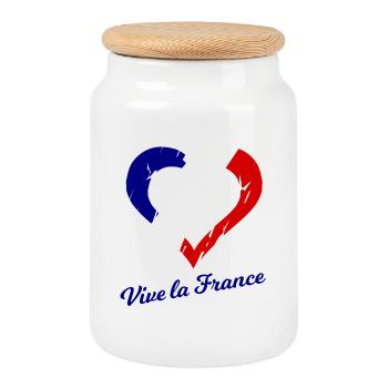 Es lebe Frankreich - Keksdose mit Holzdeckel - Weiß - Vorne
