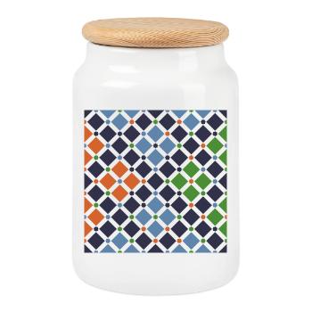 Tuiles andalouses 11 (Alhambra, Grenade) - Boîte à biscuits avec couvercle en bois - blanc - Devant
