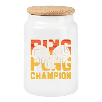 Ping Pong Champion Table Tennis Lover - Cookie Jar with Wooden Lid - white - Front