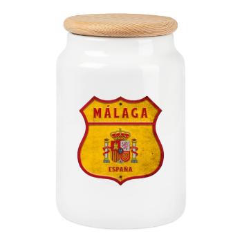 Malaga Spanien Wappen Design - Keksdose mit Holzdeckel - Weiß - Vorne