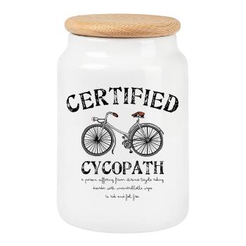 Vélo Vintage Croquis Graphique - Boîte à biscuits avec couvercle en bois - blanc - Devant