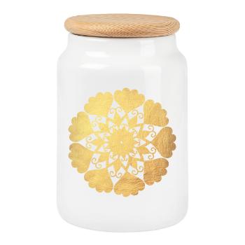 Fleur Mandala Or Yoga Ornement Sun Center om - Boîte à biscuits avec couvercle en bois - blanc - Devant
