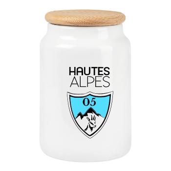 Hautes alpes - Boîte à biscuits avec couvercle en bois - blanc - Devant