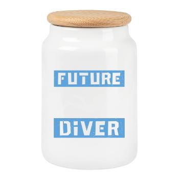 Citation plongée sous-marine Conception de plongée sous-marine Future Dive - Boîte à biscuits avec couvercle en bois - blanc - Devant