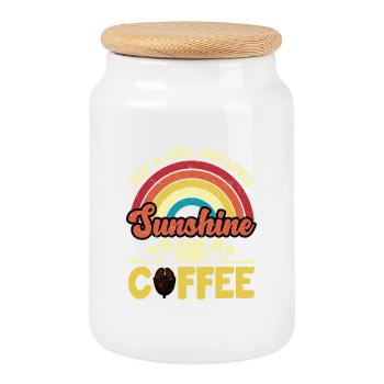Just a Girl Who Loves Coffee Design - Cookie Jar with Wooden Lid - white - Front