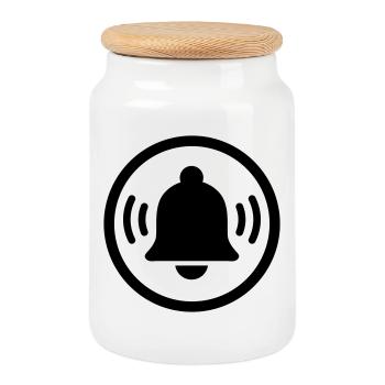 Ringing alarm bell - Cookie Jar with Wooden Lid - white - Front