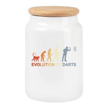 Évolution des fléchettes vintage - Boîte à biscuits avec couvercle en bois - blanc - Devant