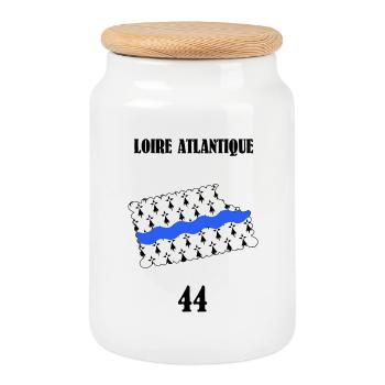 Loire atlantique - Boîte à biscuits avec couvercle en bois - blanc - Devant
