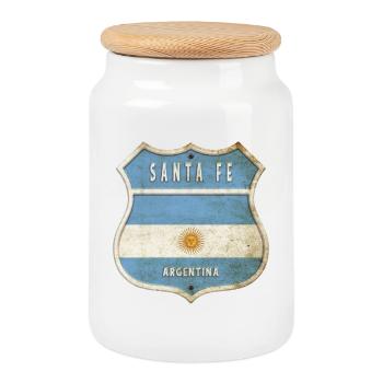 Santa Fe Argentina Coat of Arms Flags Design - Cookie Jar with Wooden Lid - white - Front